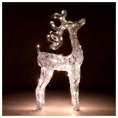 Reindeer with silver wire, 90 warm nanoLED lights, indoor, h 90 cm 1