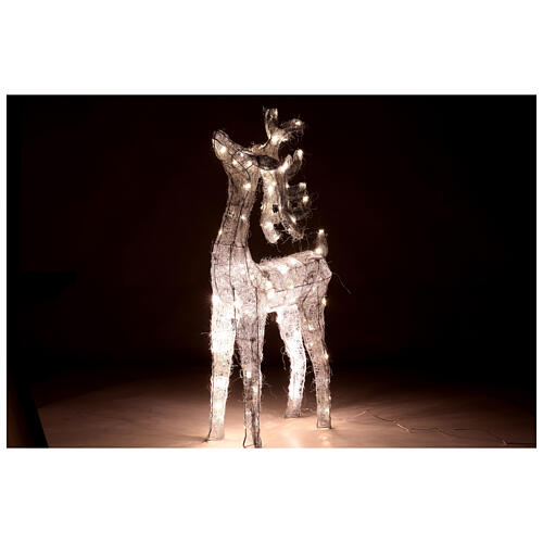 Reindeer with silver wire, 90 warm nanoLED lights, indoor, h 90 cm 3