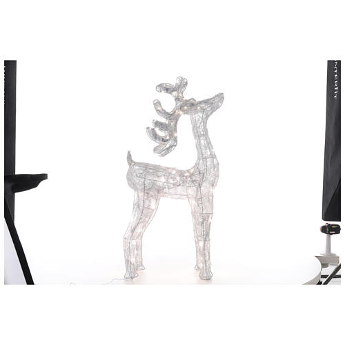 Reindeer with silver wire, 90 warm nanoLED lights, indoor, h 90 cm 4