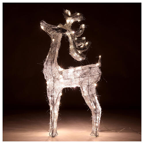 Reindeer with silver wire, 90 warm nanoLED lights, indoor, h 90 cm 5