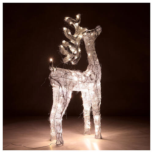 Reindeer with silver wire, 90 warm nanoLED lights, indoor, h 90 cm 6
