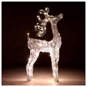 LED Reindeer silver wire 90 nano warm white light indoor h 90 cm