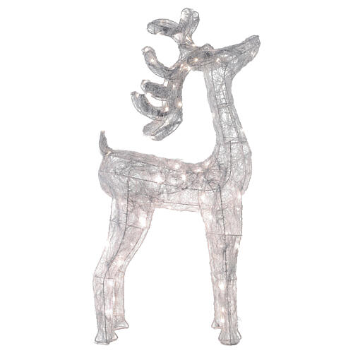 LED Reindeer silver wire 90 nano warm white light indoor h 90 cm 5