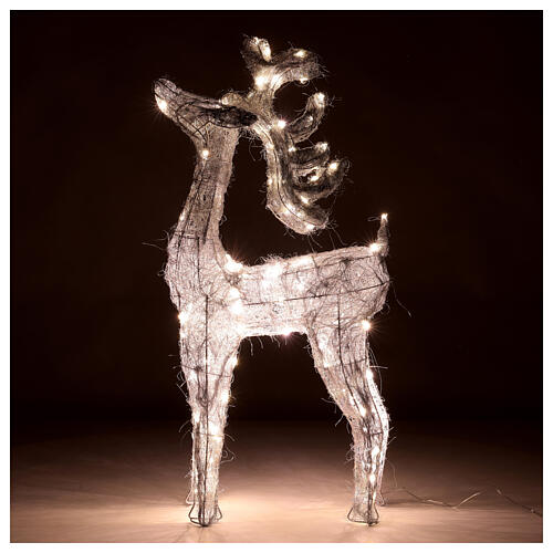 LED Reindeer silver wire 90 nano warm white light indoor h 90 cm 6