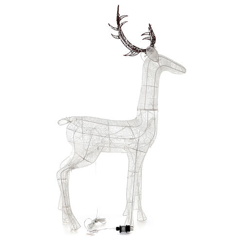 Glittery white reindeer with 260 warm white LED ligths, indoor/outdoor, h 130 cm 5