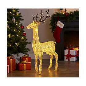 Renne blanche lumineuse avec paillettes 260 LEDs blanc chaud intérieur/extérieur h 130 cm