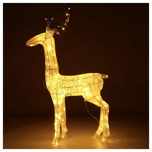 Renna bianca luminosa glitter 260 led bianco caldo int/est h. 130 cm 7
