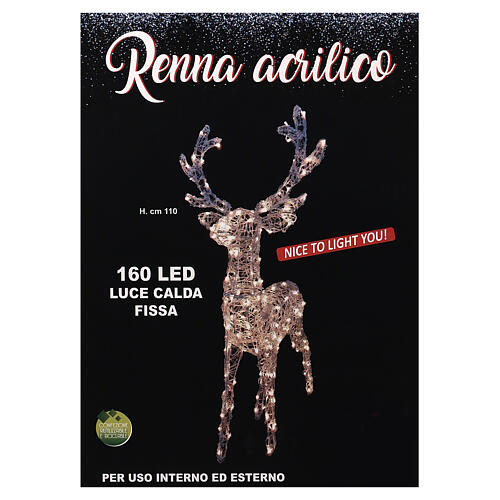 Leuchtendes Rentier Kristall mit 160 warmweißen LEDs Innen- und Außenbereich, 110 cm 8