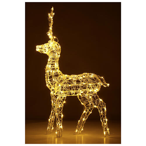 Reindeer, h 110 cm, crystal-effect wire, 160 warm LED lights, indoor/outdoor 1
