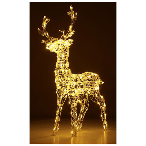 Reindeer, h 110 cm, crystal-effect wire, 160 warm LED lights, indoor/outdoor 3