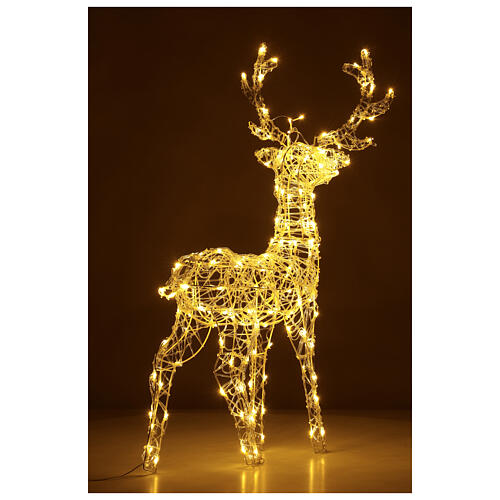 Reindeer, h 110 cm, crystal-effect wire, 160 warm LED lights, indoor/outdoor 5