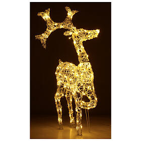 Lighted reindeer, h 90 cm, crystal-effect wire, 140 warm LED lights, indoor/outdoor