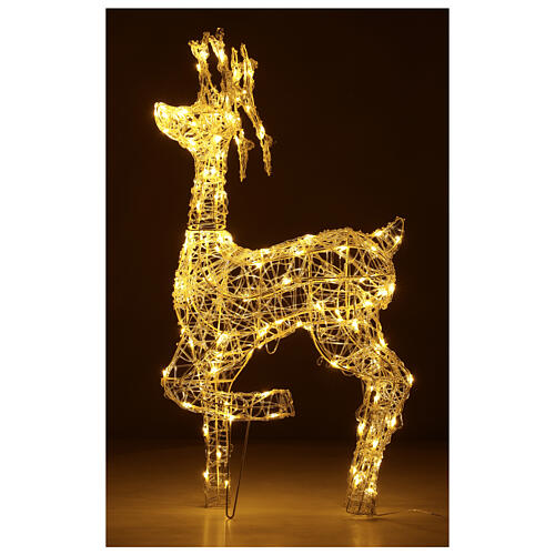 Lighted reindeer, h 90 cm, crystal-effect wire, 140 warm LED lights, indoor/outdoor 1