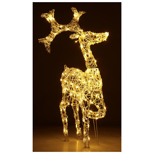 Lighted reindeer, h 90 cm, crystal-effect wire, 140 warm LED lights, indoor/outdoor 2