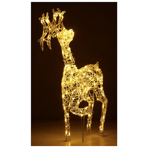 Lighted reindeer, h 90 cm, crystal-effect wire, 140 warm LED lights, indoor/outdoor 3