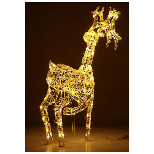 Lighted reindeer, h 90 cm, crystal-effect wire, 140 warm LED lights, indoor/outdoor 5