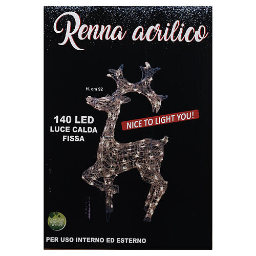 Lighted reindeer, h 90 cm, crystal-effect wire, 140 warm LED lights, indoor/outdoor 8