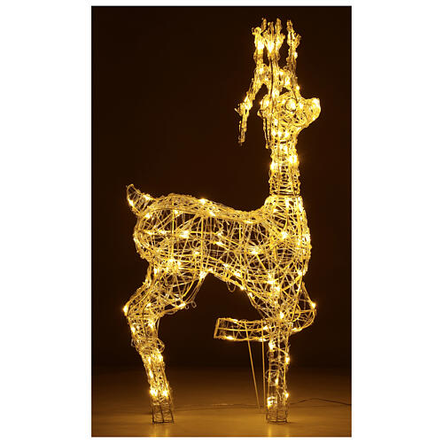 Lighted reindeer, 100 cm, crystal-effect wire, 140 warm LED lights, indoor/outdoor 5