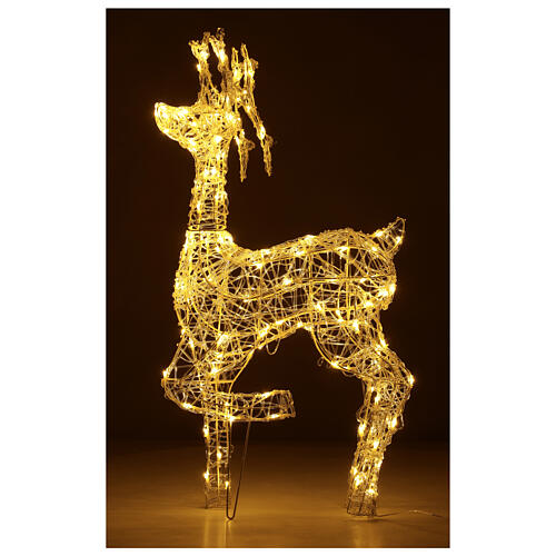 Renne lumineux fil cristal 106 cm avec140 lumières LED blanc chaud intérieur/extérieur 1