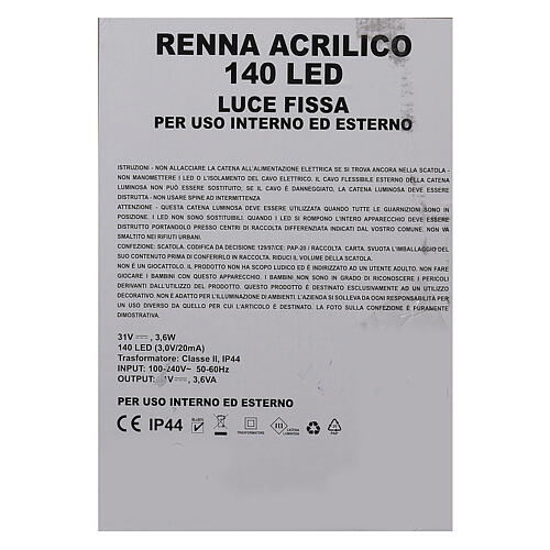 Renna filo cristallo h 90 cm 140 led luce calda int est 9