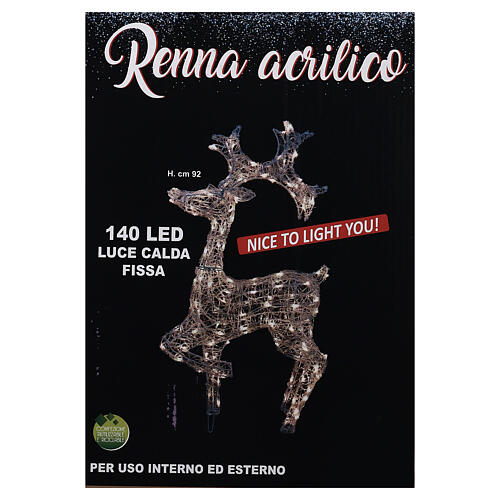 Renna filo cristallo 100 cm da 140 led luce calda int est 9