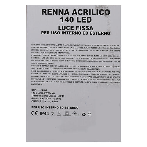 Renna filo cristallo 100 cm da 140 led luce calda int est 10