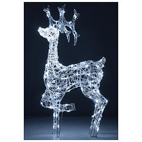 Lighted reindeer, h 90 cm, crystal-effect wire, 140 cold LED lights, indoor/outdoor