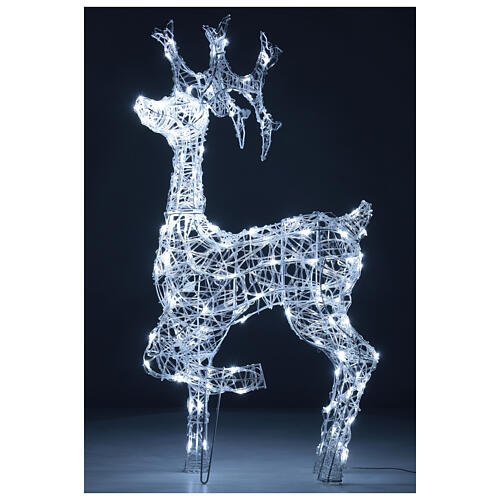 Lighted reindeer, h 90 cm, crystal-effect wire, 140 cold LED lights, indoor/outdoor 1
