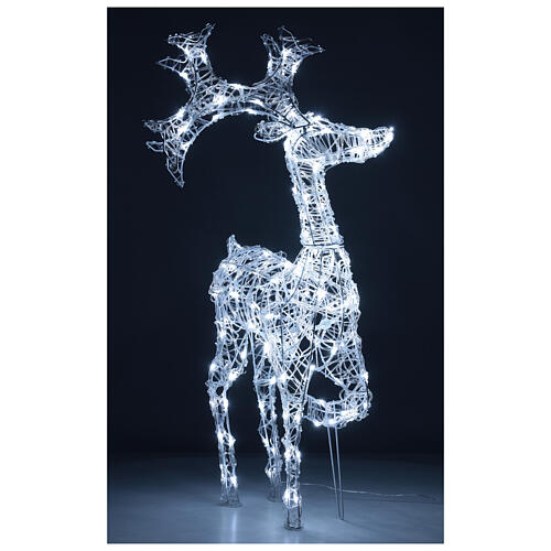 Lighted reindeer, h 90 cm, crystal-effect wire, 140 cold LED lights, indoor/outdoor 2