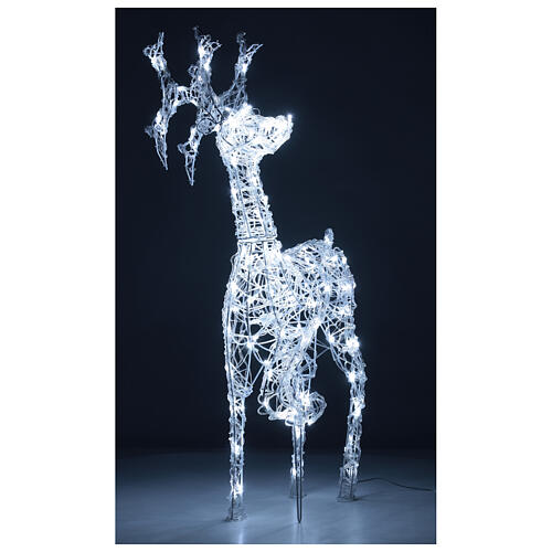 Lighted reindeer, h 90 cm, crystal-effect wire, 140 cold LED lights, indoor/outdoor 3