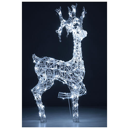 Lighted reindeer, h 90 cm, crystal-effect wire, 140 cold LED lights, indoor/outdoor 4