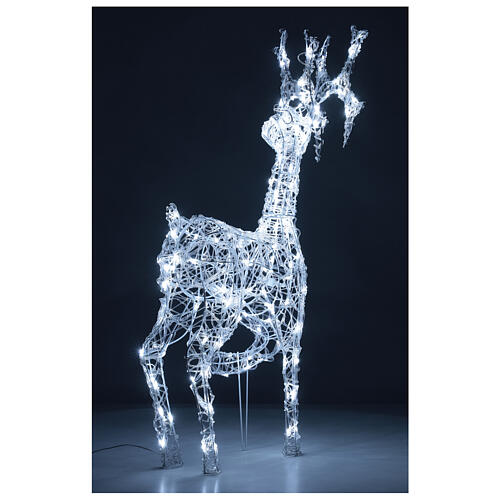 Lighted reindeer, h 90 cm, crystal-effect wire, 140 cold LED lights, indoor/outdoor 5