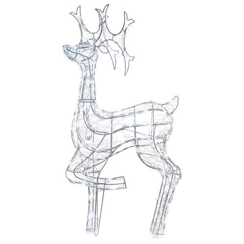 Lighted reindeer, h 90 cm, crystal-effect wire, 140 cold LED lights, indoor/outdoor 7