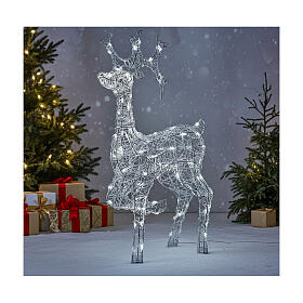 Renne lumineux h 90 cm fil cristal 140 lumières LED blanc froid intérieur/extérieur
