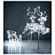 Lighted reindeers with sleigh, crystal-effect wire, 120 cold LED flashing lights, indoor/outdoor s5