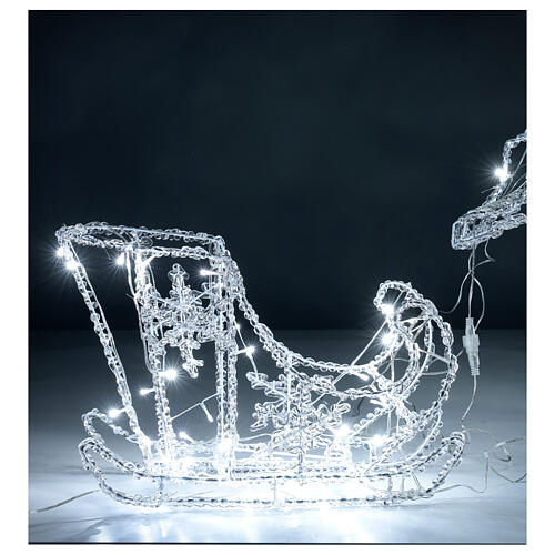 Trenó com duas renas decoração luminosa 120 lâmpadas LED branco frio, 93x130x25 cm 4