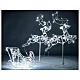 Trenó com duas renas decoração luminosa 120 lâmpadas LED branco frio, 93x130x25 cm s1