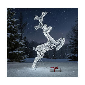 Rentier springend aus Draht mit 120 LEDs, 80 cm