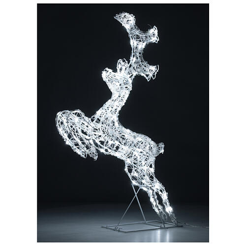 Jumping reindeer, h 80 cm, crystal-effect wire, 120 cold LED lights, indoor/outdoor 3