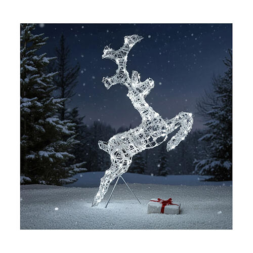 Reno que salta hilo cristal 120 led blanco hielo h 80 cm 2