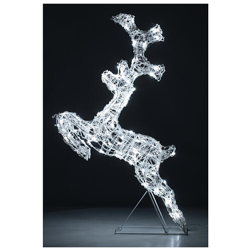Reno que salta hilo cristal 120 led blanco hielo h 80 cm 6