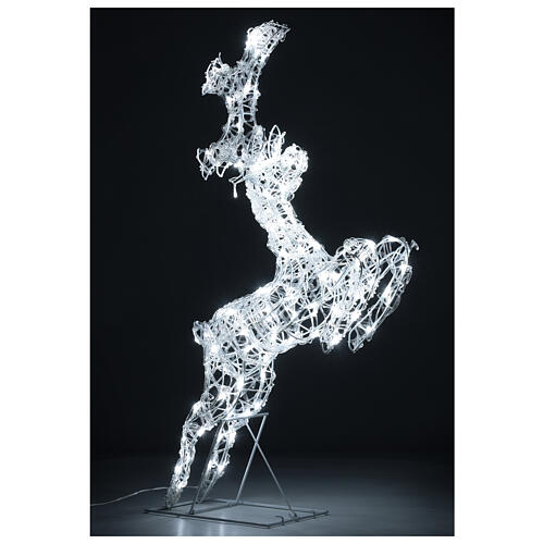 Renna che salta filo cristallo 120 led bianco ghiaccio h 80 cm 4