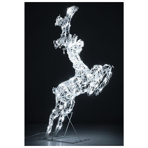 Renifer skaczący drut z efektem kryształu, 120 led biały lodowaty, h 80 cm 3
