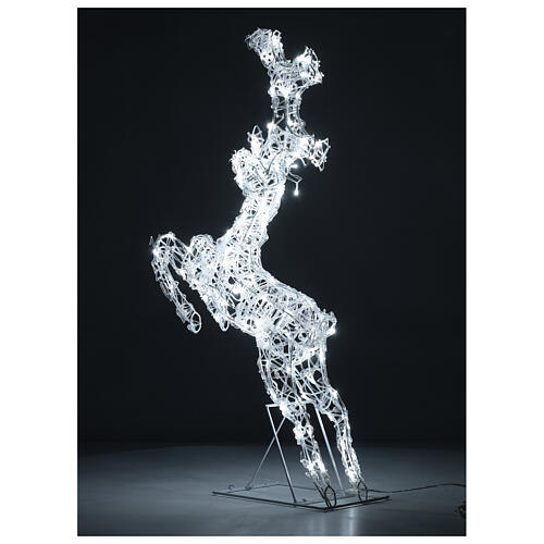 Renifer skaczący drut z efektem kryształu, 120 led biały lodowaty, h 80 cm 4