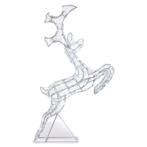 Renifer skaczący drut z efektem kryształu, 120 led biały lodowaty, h 80 cm 6