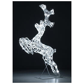 Reindeer jumping crystal wire 120 ice white LED h 80 cm