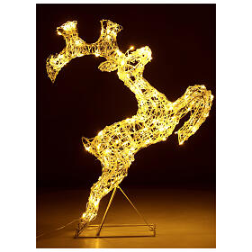 Jumping reindeer, h 80 cm, crystal-effect wire, 120 warm LED lights, indoor/outdoor