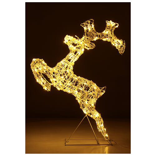 Jumping reindeer, h 80 cm, crystal-effect wire, 120 warm LED lights, indoor/outdoor 5