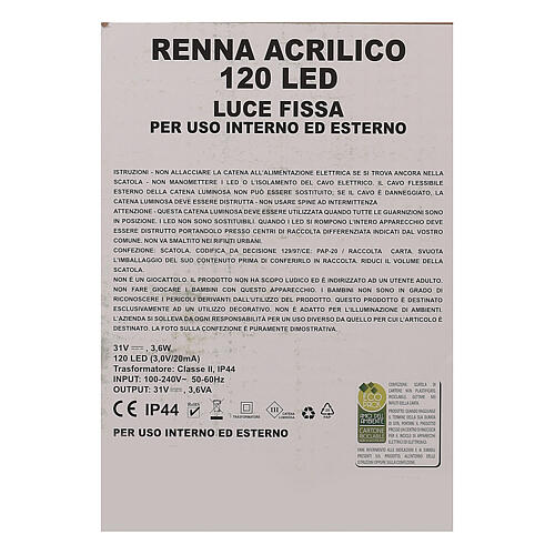 Renna che salta h 80 cm filo cristallo 120 led luce calda 9