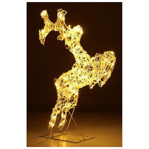 Rena pulando decoração luminosa fio altura 81 cm, 120 lâmpadas LED luz branca quente 3